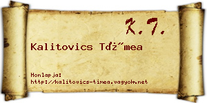 Kalitovics Tímea névjegykártya